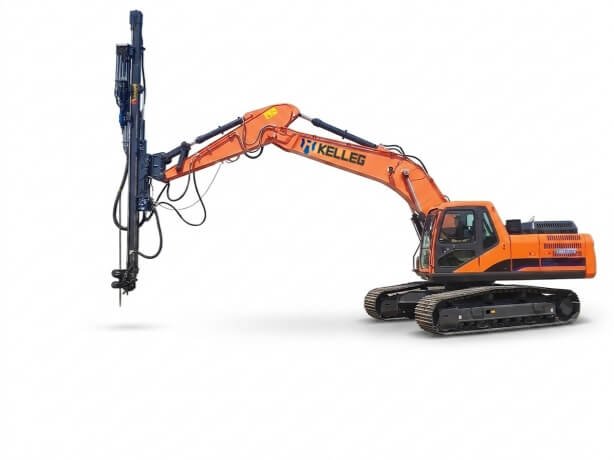 excavator mounted drilling rig