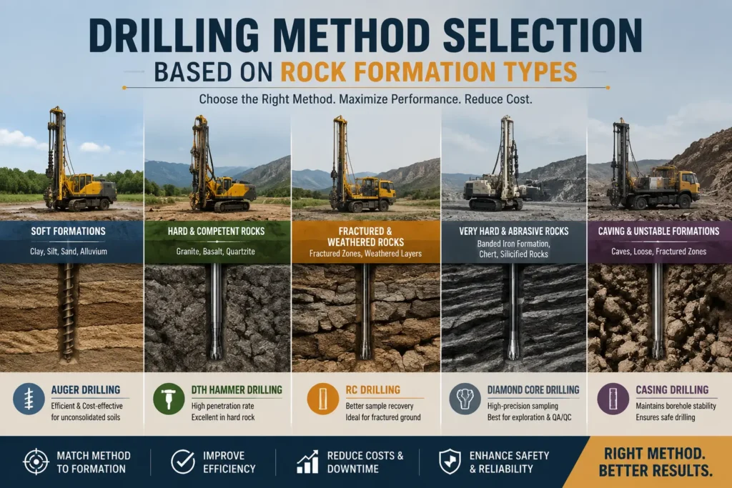 drilling method selection based on rock formation types